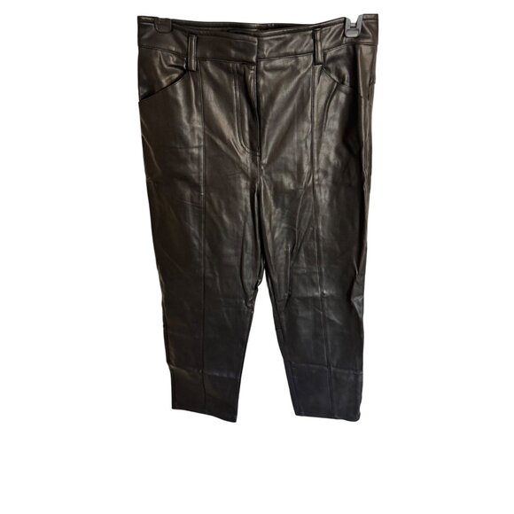 LBLC The Label Jen Faux Leather Vegan Trouser Cropped 6/8 Size Medium Black NWT - Picture 10 of 12